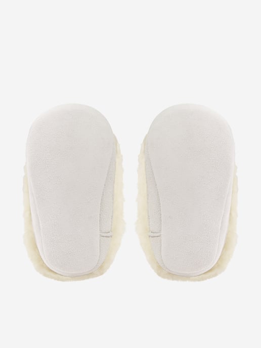 Versace Baby Sherling And Suede Boots in Ivory