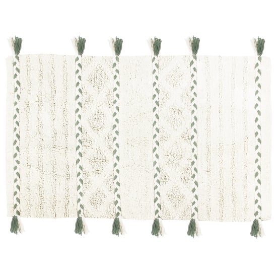 Tassel Diamond Braided Cotton Tufted Non-Slip Bath Mat - Image 1
