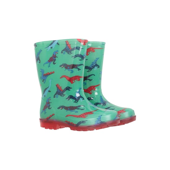 Mountain Warehouse Childrens/Kids Splash Dinosaur Light Up Wellington Boots (Green)