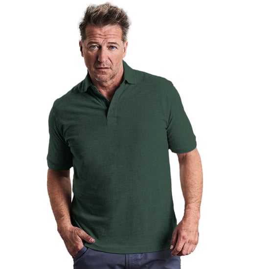 Russell Heren 100% Katoenen Korte Mouw Poloshirt (Fles groen) - Image 2