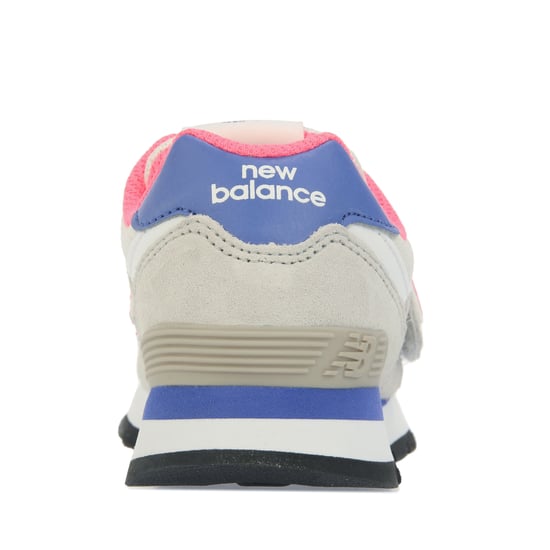 Girl's New Balance 574 Hook and Loop Trainers in Grey pink