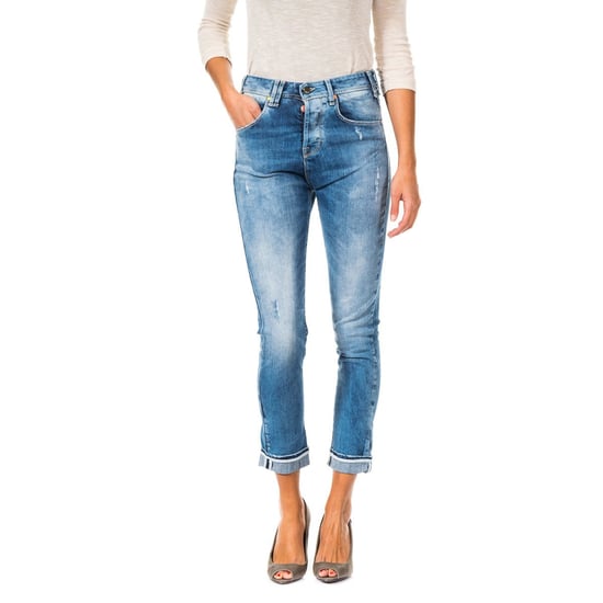 Long denim pants with straight hem cut 10DBF0667 woman - Image 1