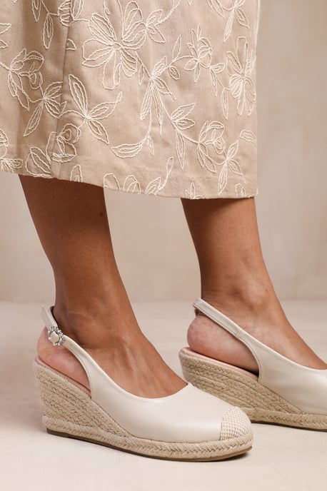 Wheres That From Womens 'Nevada' Slingback With Diamante Flower Buckle Espadrille Wedges