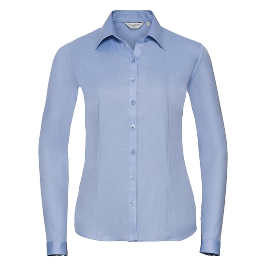 Russell Dames/Dames Visgraat Werkshirt met lange mouwen (Lichtblauw) - Image 2