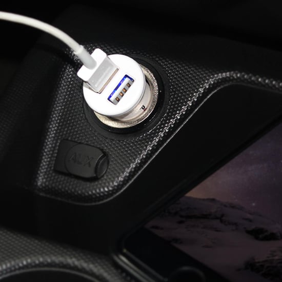 Powerz 2.4Amp Dual USB Port Car Charger - White