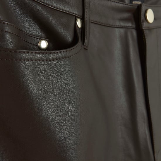 River Island Womens Straight Trousers Petite Brown Faux Leather