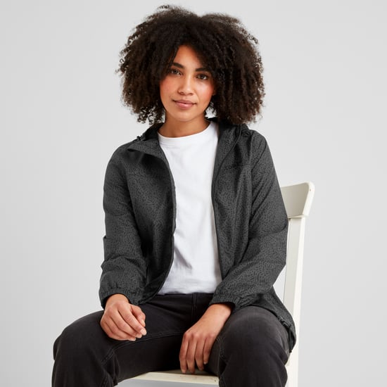 Craven Womens Waterproof Packaway Jacket - Washed Black Swirl Print
