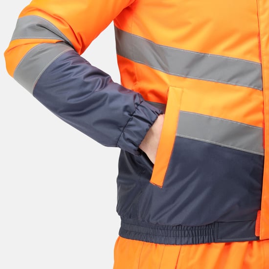 Regatta Mens Bomber Waterproof Hi-Vis Jacket (Orange/Navy)