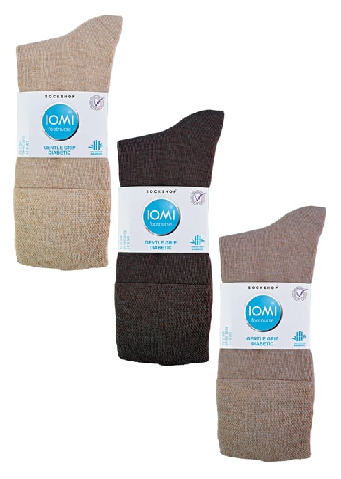 IOMI - 6 Pack Mens Diabetic Bamboo Socks | Extra Wide Seamless Loose Non Elastic Socks - Brown - Image 2