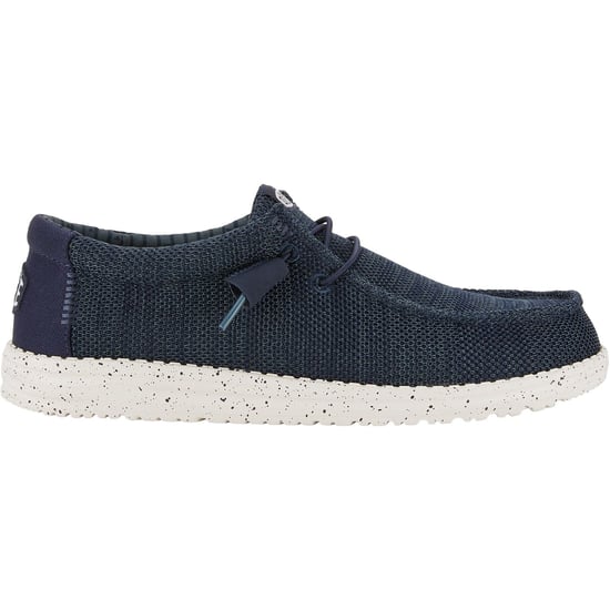 HEYDUDE Wally Stretch Mesh Polyester Men's Navy Boat Shoes - Image 6