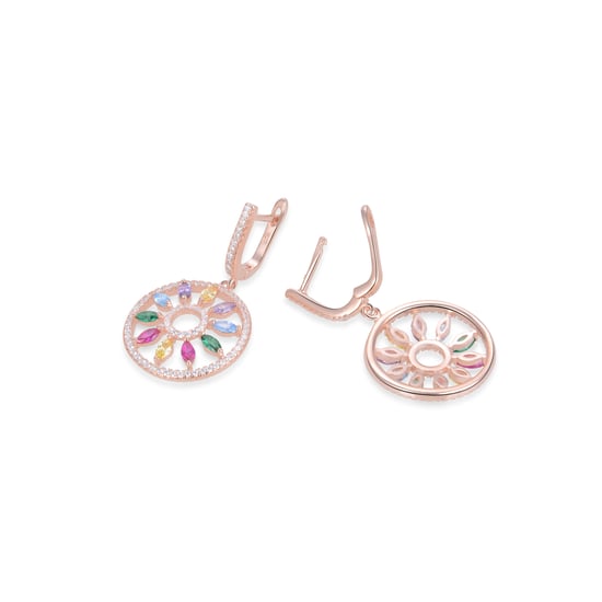 Luxenterörhängen med katalanskt mobellås i 925 sterlingsilver och flerfärgade zirkoner med 18kt roséguldpläterad yta - Image 3