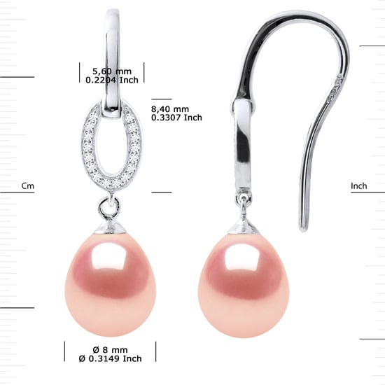 Earrings Hooks Freshwater Pearls 8-9mm Pears Roses Jewelry 925