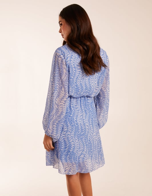 V Neck Chiffon Mini Dress