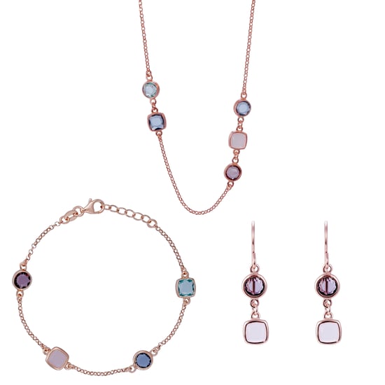 Orphelia 'Fawn' Women's 925 Sterling Silver Set: Chain + Bracelet + Earrings - Rose SET-7410 - Image 1