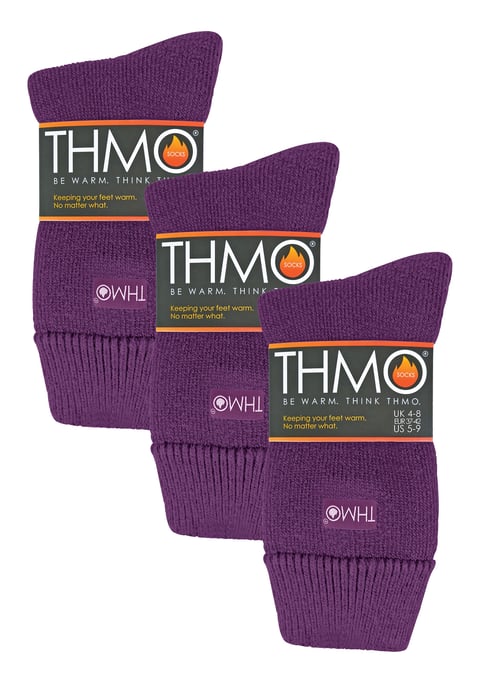 THMO - 3 Pair Womens Fleece Lined Breathable Slipper Socks - Purple - Image 2