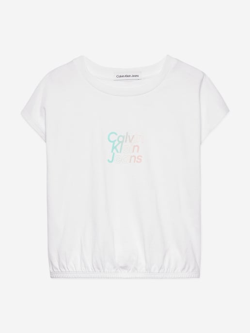 Calvin Klein Girls Gradient Flock Boxy T-Shirt in White