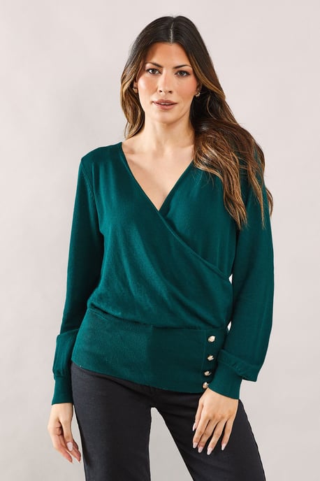 Button Detail Wrap Jumper