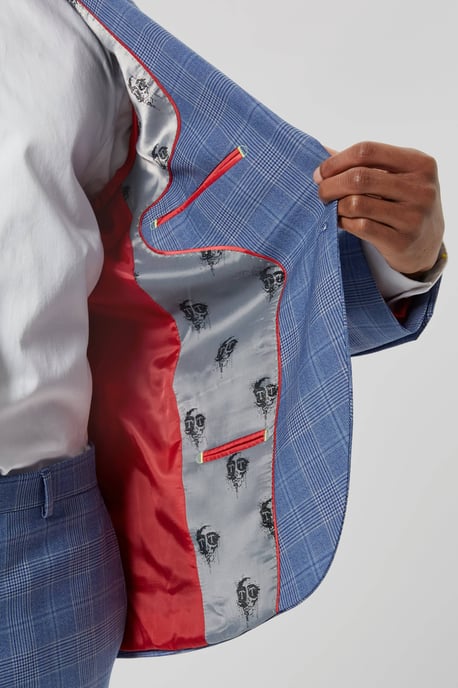 Breamore Skinny Fit Blue Check Wool Jacket