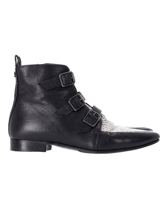 Jimmy Choo Marlin Snake Print Ankle Boots in Black Leather - Image 1