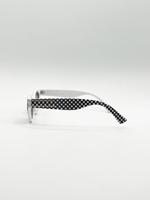 Angular Sunglasses in Black and White Check