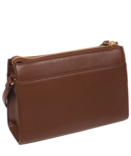 'Monica' Dark Tan Nappa Leather Cross Body Bag