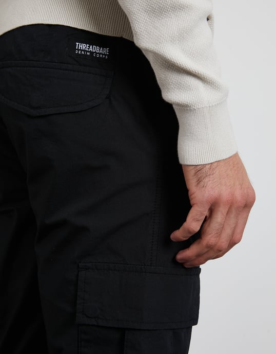 Black 'Prince' Cotton Cuffed Cargo Trousers