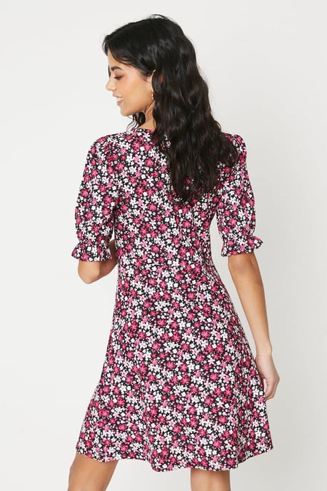 Petite Pink Ditsy Short Sleeve Mini Dress - Image 3