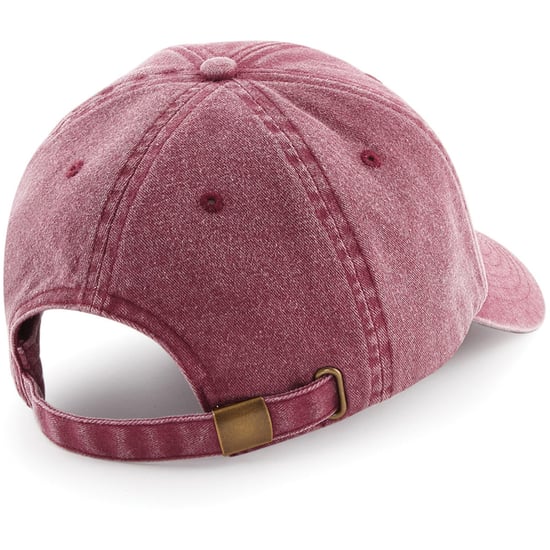 Beechfield Unisex Low Profile Vintage Denim-Look Cap (Vintage Red)