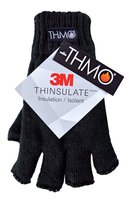 Kids Winter Fingerless Gloves | THMO | Thermal Warm Fleece Lined Thinsulate Gloves for Kids - Black - Image 2