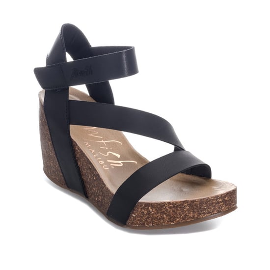 Women's Blowfish Malibu Hydra Wedge Sandals Black UK 4in Black