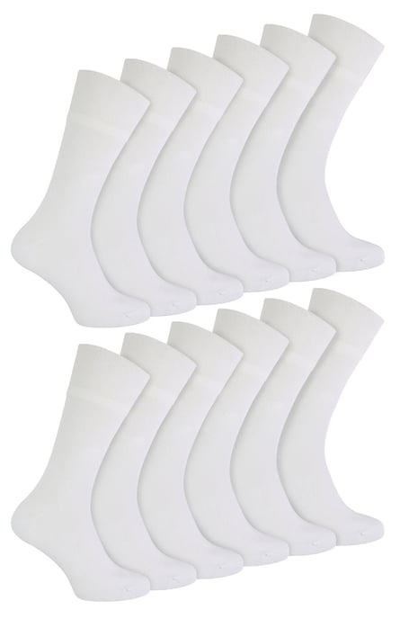 IOMI - 12 Pair Multipack Mens Diabetic Bamboo Socks | Extra Wide Seamless Socks with Non Elastic Gentle Grip Top - White - Image 1