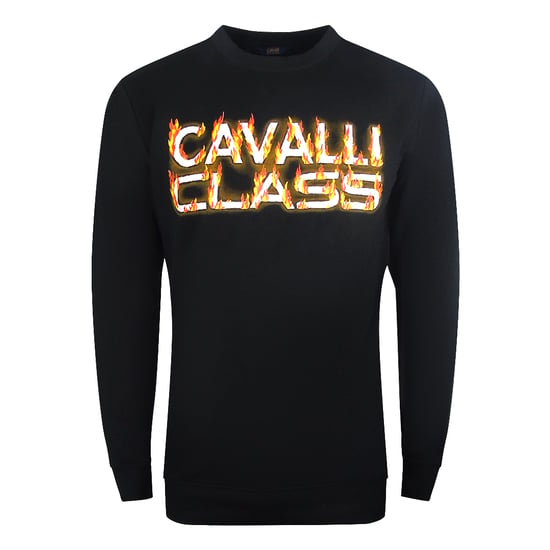 Cavalli Class Fire Logo Design Black Sweatshirt - Image 1