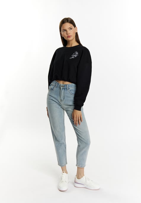 Mymo Cropped sweatshirt Dames zwart - Image 2