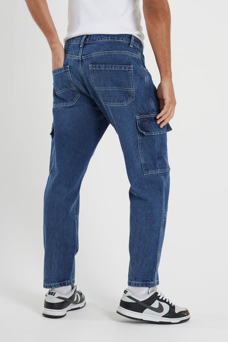 Brave Soul Mens Cargo Jeans Loose Fit Combat Jeans - Image 2