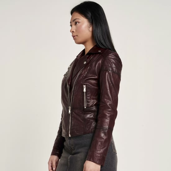 Barneys Originals Leather Jacket In Wine