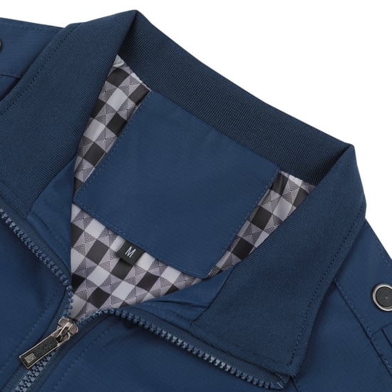 Men's Bomber Jacket with Stand-Up Collar, Transitional Jacket for Autumn, Casual Sports Jacket Blue