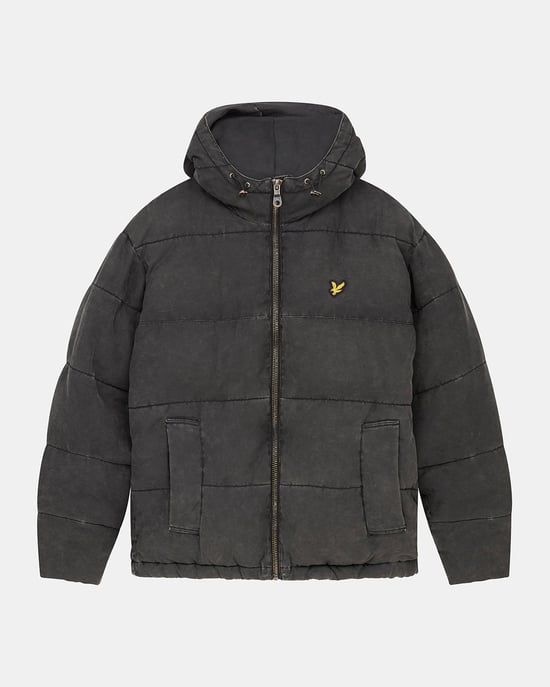 Lyle & Scott gewassen gewatteerd jack in zwart - Image 5