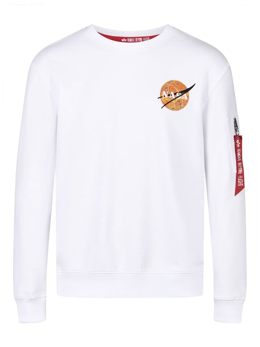Alpha Industries Nasa Davinci Sweater in White - Image 1