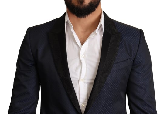 Dolce & Gabbana Herr Blå Ull Slim Fit MARTINI Blazer Jacka - Image 4