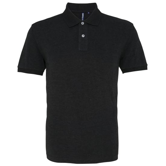 Asquith & Fox Mens Plain Short Sleeve Polo Shirt (Black Heather) - Image 1
