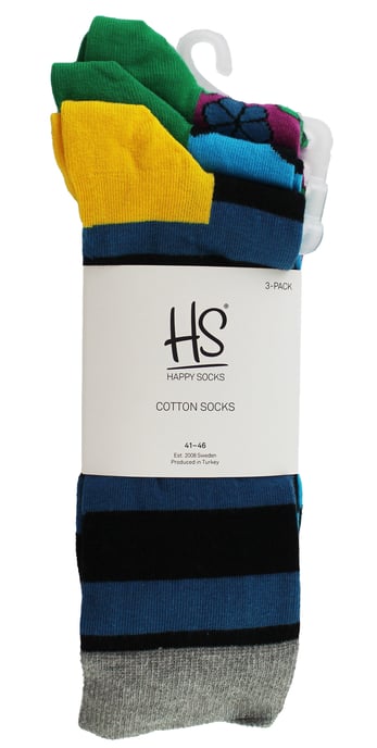 HS by Happy Socks - Mens 3 Pack Colourful Stripe Dress Socks - Wide Stripe - Image 2