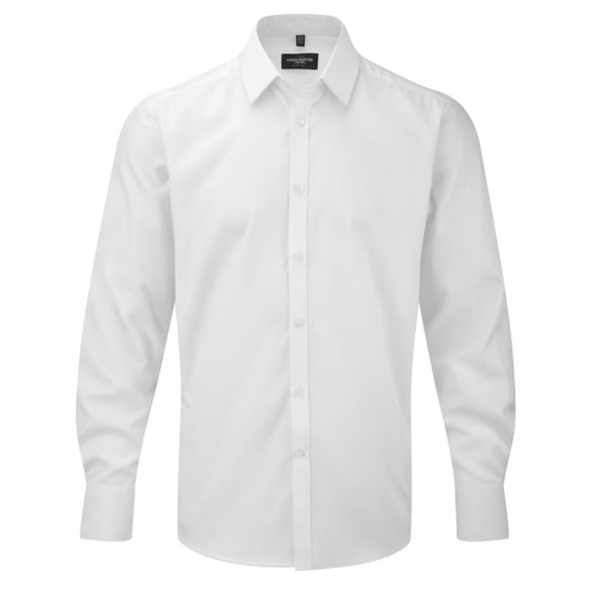 Russell Collection Mens Herringbone Long-Sleeved Formal Shirt (White) - Image 1