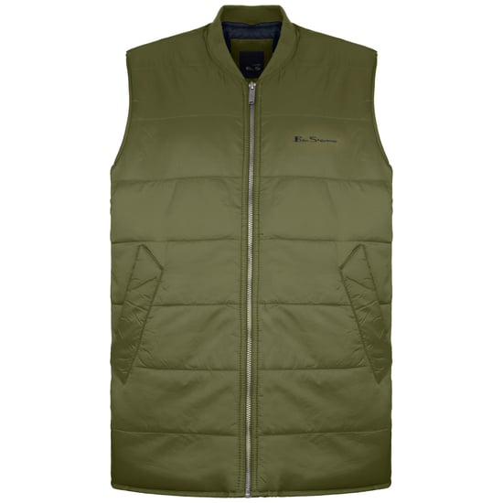 Ben Sherman Quilted Mens Green Gilet - Image 1