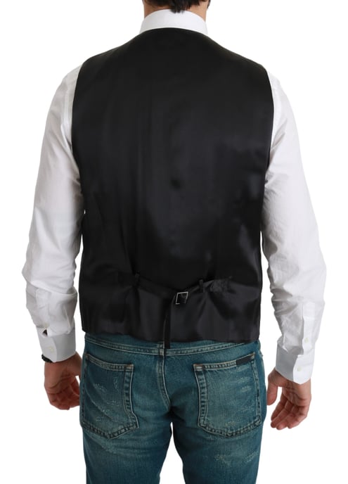 Dolce & Gabbana Schwarze Weste Formale Schurwollweste