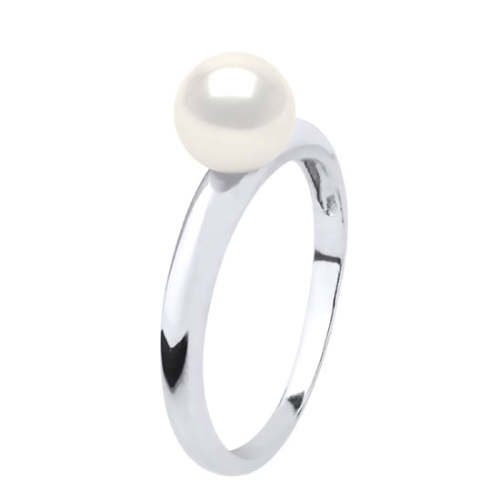 Ring - White Gold - Real Cultured Freshwater Pearl Round 6-7 mm - Image 1