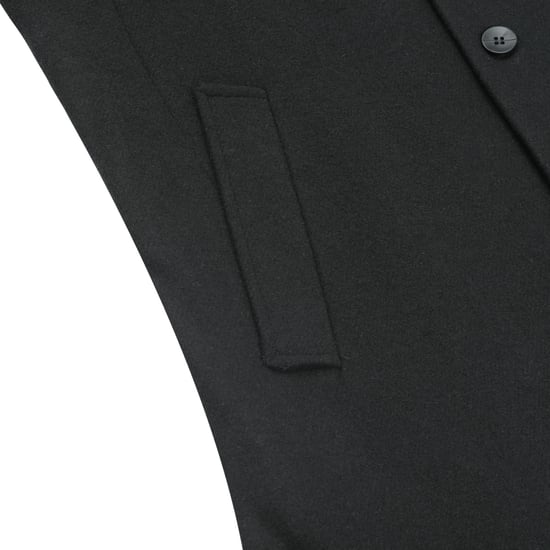 Men's Wool Long Slim Fit Stand-Up Collar Business Coat for Winter Black