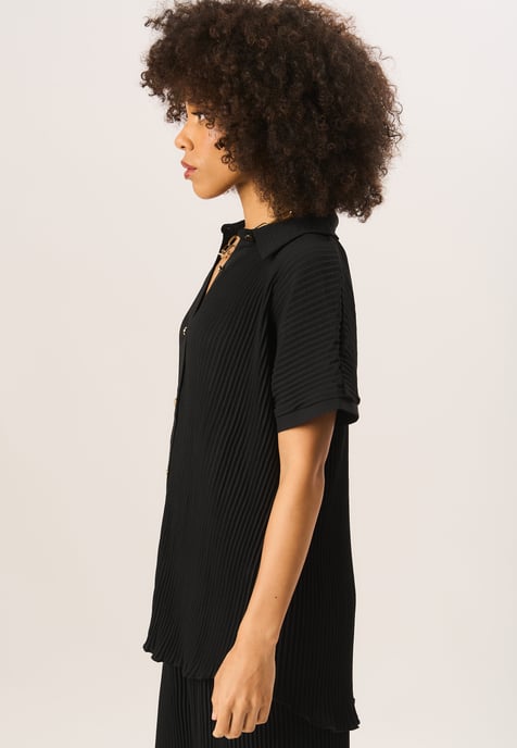 Plisse Short Sleeve Oversized Shirt
