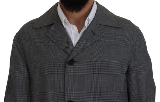 Plaid Wool Trench Coat - Image 3
