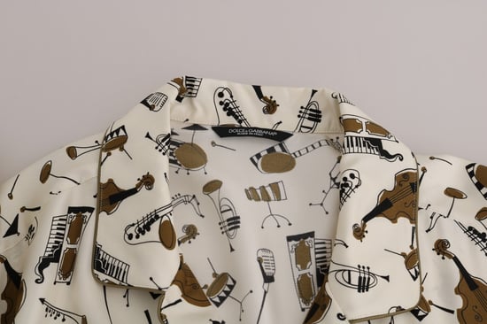 Dolce & Gabbana Witte Zijde JAZZ Motief Print Shirt - Image 6