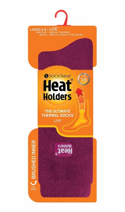 Heat Holders Lite - Ladies Thin Winter Thermal Socks in Plain Colours - Deep Fuchsia - Image 2